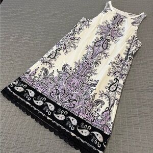LOFT Cream and Purple Paisley Dress